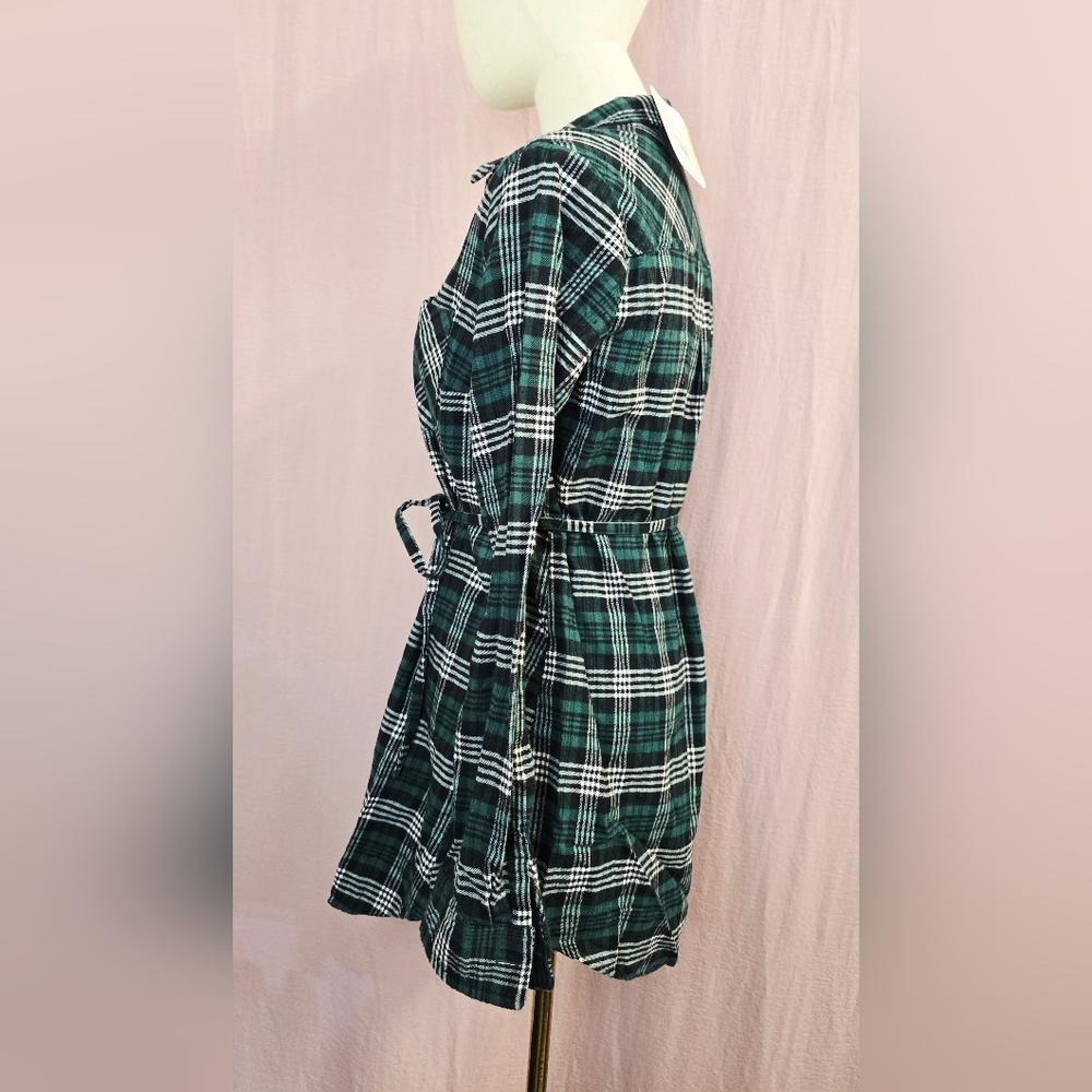 Isabel Maternity Women's Maternity Plaid Flannel Popover Tunin Top, Green- Small - Picture 6 of 10